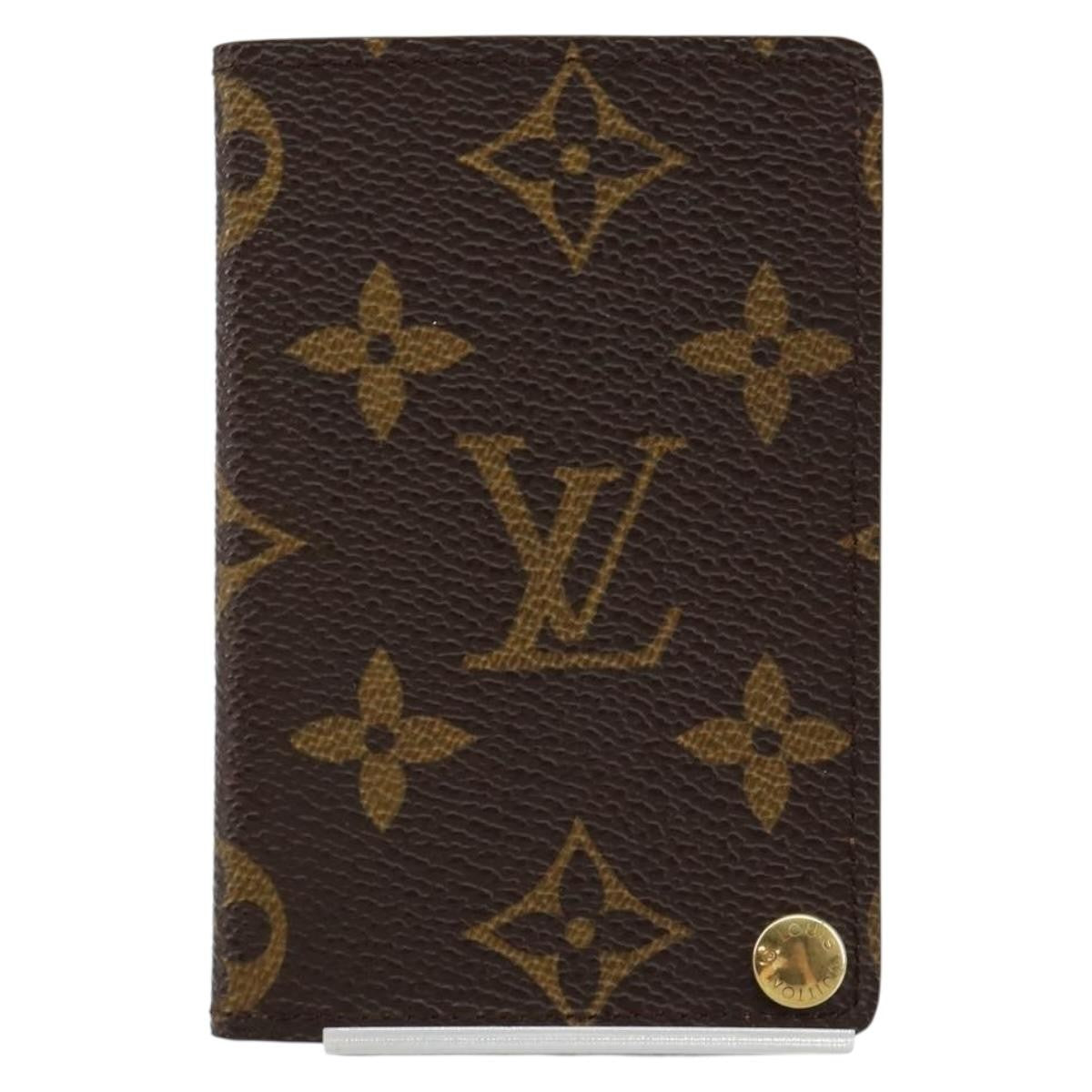 Louis Vuitton Porte Cartes Pression Card Case Monogram Canvas Brown Canvas Card Holders Accessory