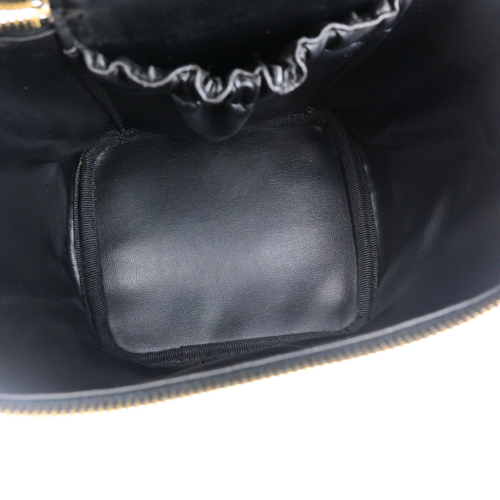 Chanel Vanity Pouch Leather Black Leather Bag