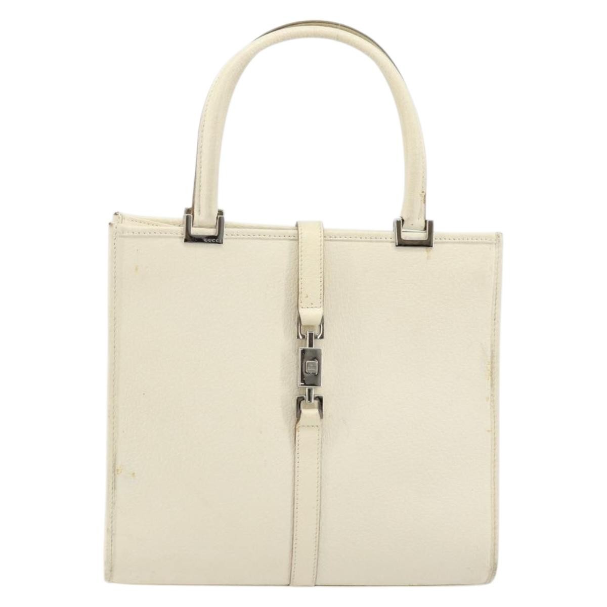 Gucci Vintage Jackie Handbag Leather Silver Leather Handbag (Pre-Owned)