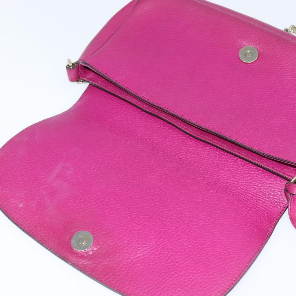 Gucci Soho Chain Crossbody Bag Leather Pink Leather Shoulder Bag Bag (Pre-Owned)