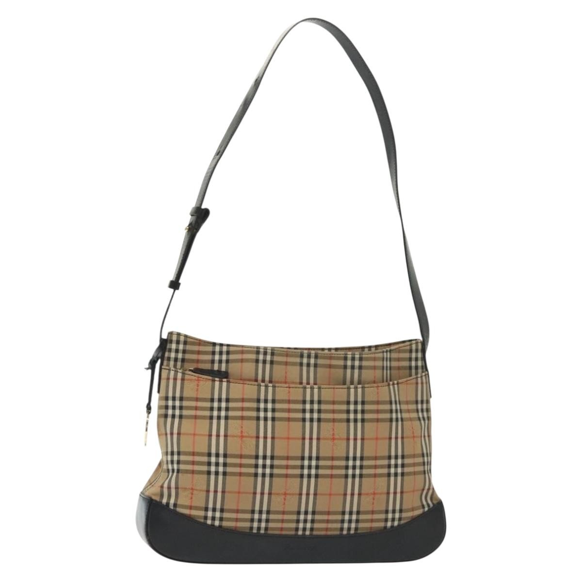 Burberry Shoulder Bag Nova Check Canvas Beige Canvas Bag