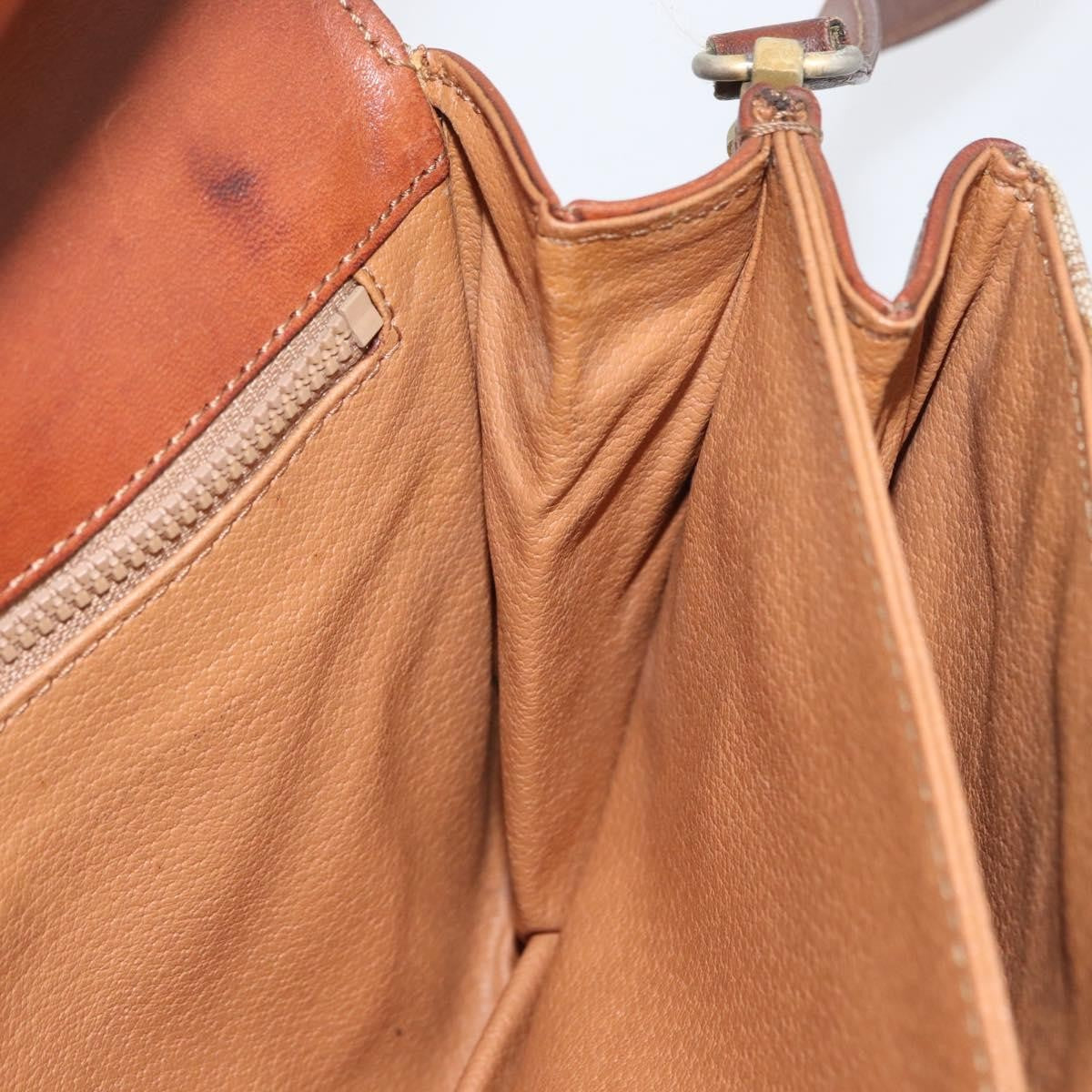 Celine Vintage Macadam Shoulder Bag Canvas And Leather Beige Canvas Shoulder Bag Bag