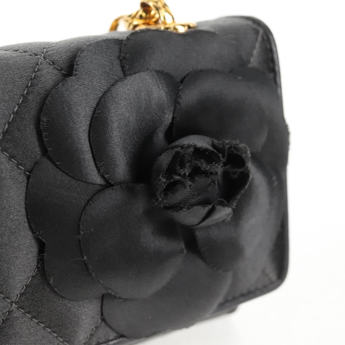 Chanel Vintage Camellia Flap Bag Satin Gray Satin Clutche & Pouche Bag
