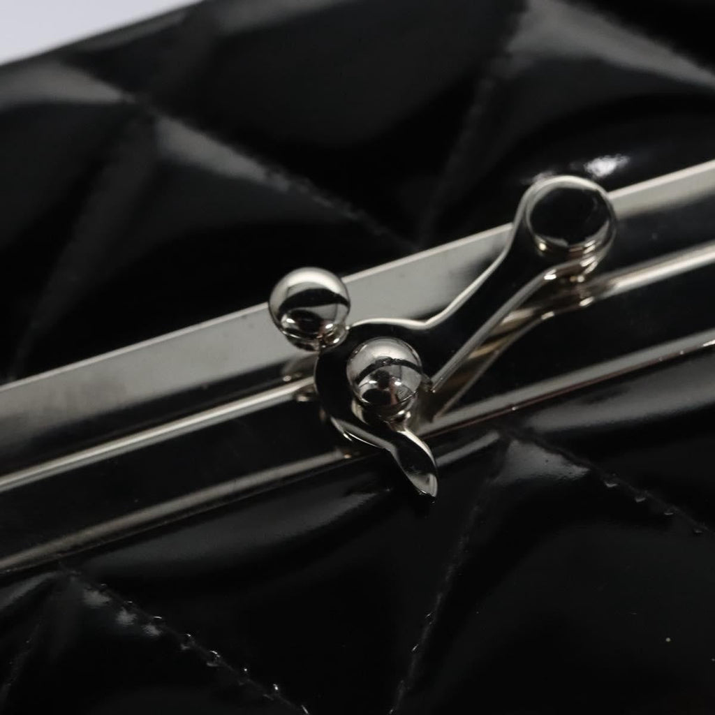 Chanel Vintage Metal Box Bag Quilted Patent Black Patent_Leather Handbag