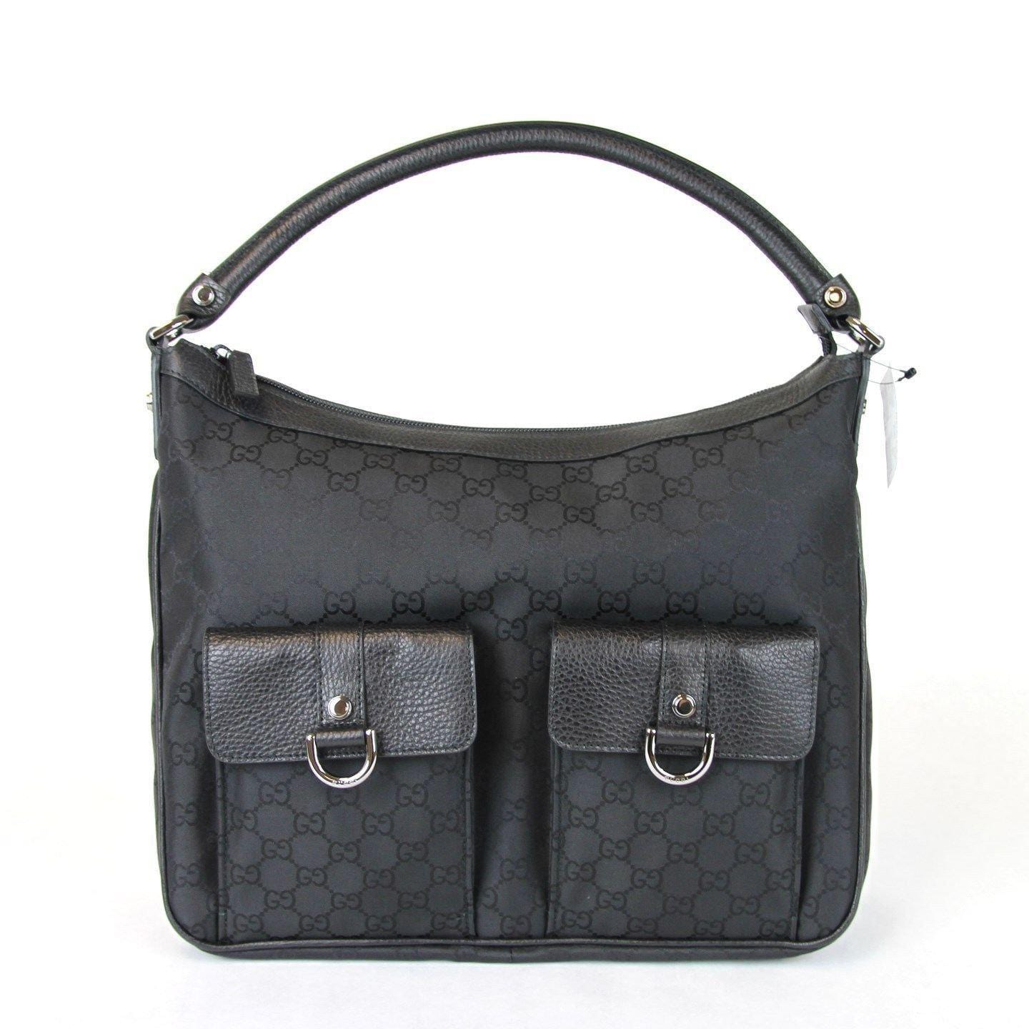 Gucci Gucci Abbey Hobo Bag Purse W/D Ring,Black Nylon 293581