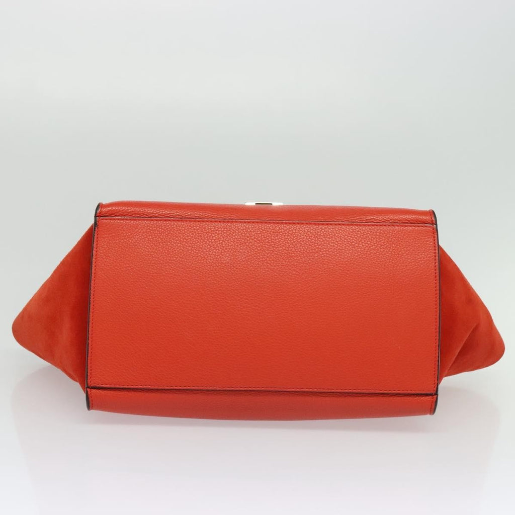 Celine Trapeze Bag Leather With Suede Red Leather Handbag