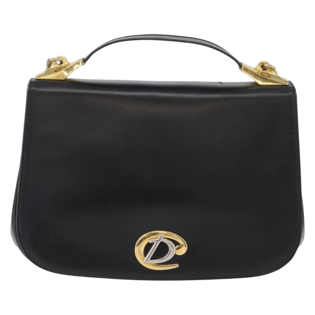 Christian Dior Vintage Cd Logo Shoulder Bag Leather Black Leather Shoulder Bag Bag (Pre-Owned)