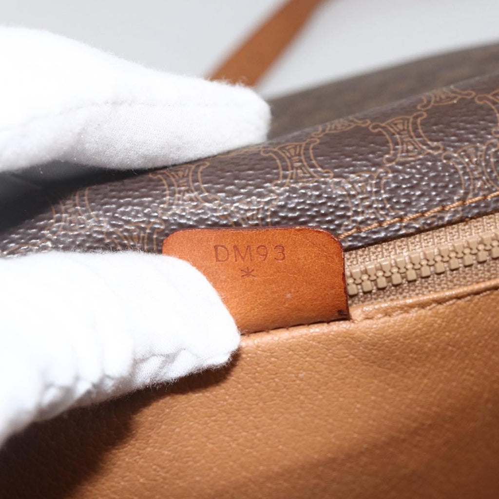 Celine Vintage Macadam Shoulder Bag Canvas And Leather Brown Canvas Shoulder Bag Bag