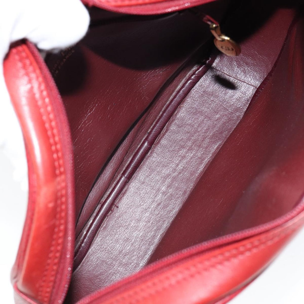 Christian Dior Vintage Shoulder Bag Leather Red Leather Shoulder Bag Bag (Pre-Owned)