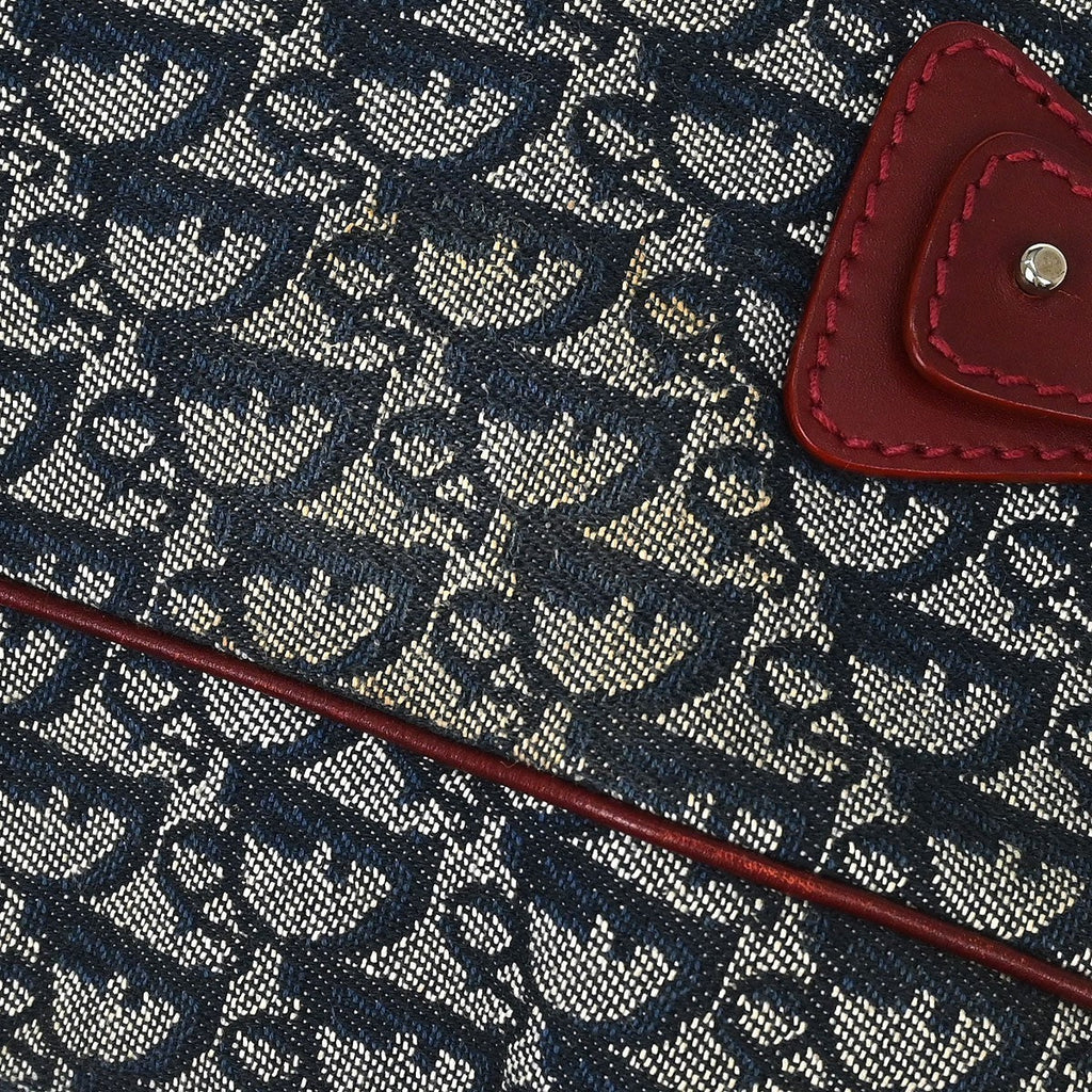 Christian Dior Vintage Trotter Zip Tote Diorissimo Canvas Navy Canvas Tote Bag Bag (Pre-Owned)