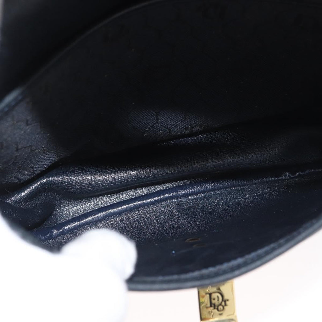 Christian Dior Vintage Honeycomb Flap Crossbody Bag Canvas And Leather Black Canvas Shoulder Bag Bag (Pre-Owned)
