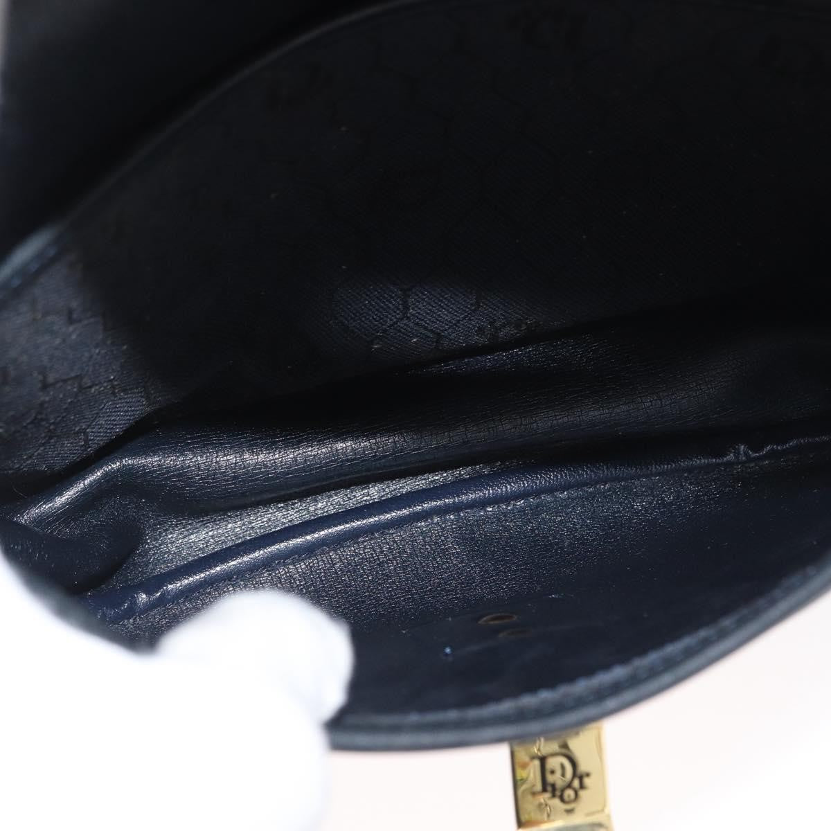 Christian Dior Vintage Honeycomb Flap Crossbody Bag Canvas And Leather Black Canvas Shoulder Bag Bag (Pre-Owned)