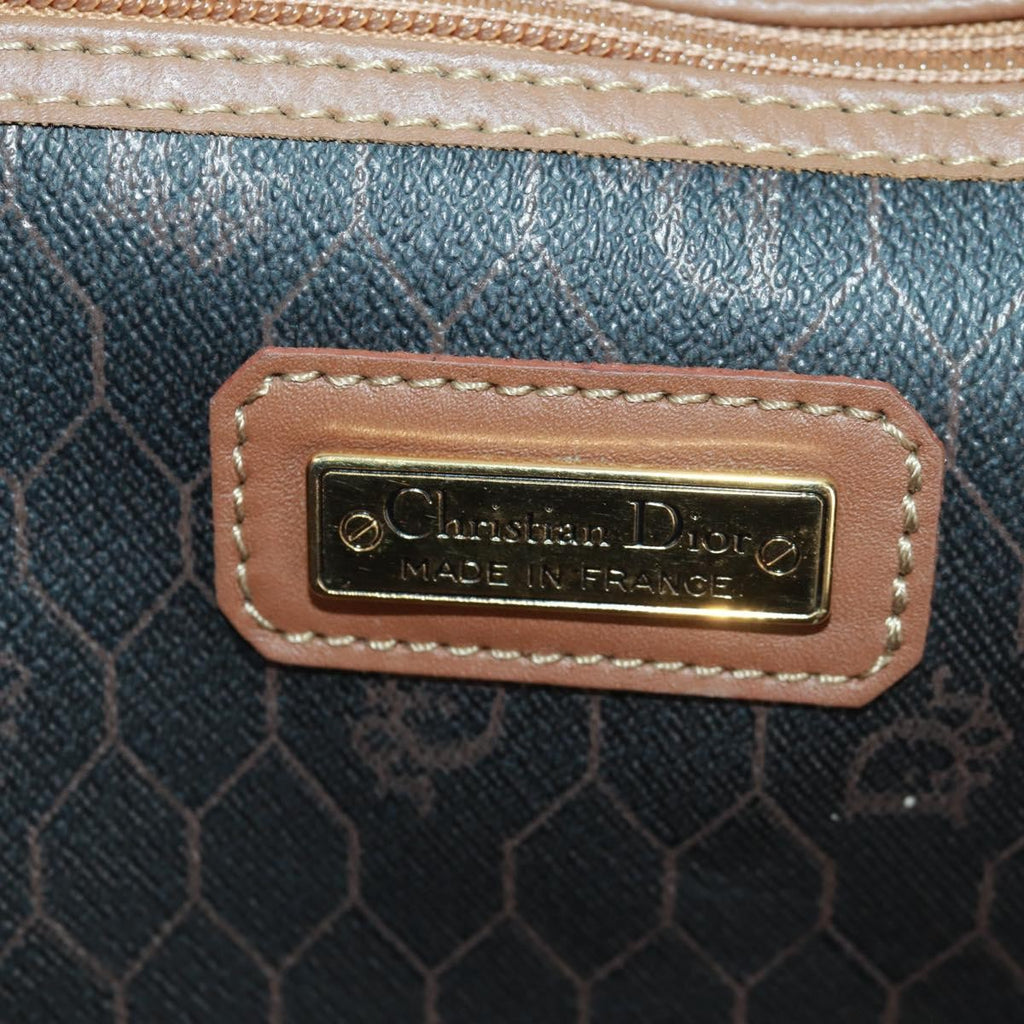 Christian Dior Vintage Honeycomb Boston Bag Canvas And Leather Black Canvas Travel Bag Bag (Pre-Owned)