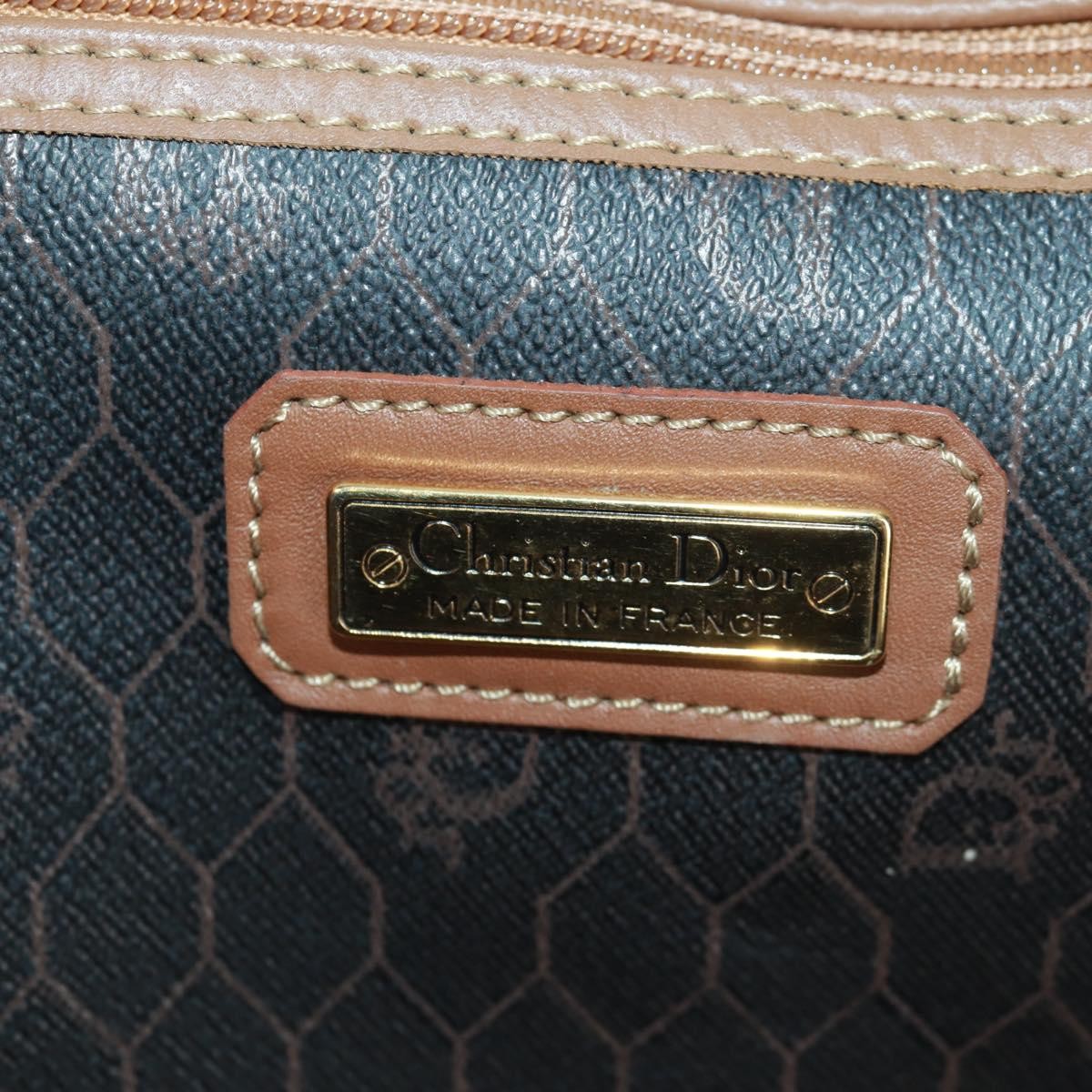 Christian Dior Vintage Honeycomb Boston Bag Canvas And Leather Black Canvas Travel Bag Bag (Pre-Owned)