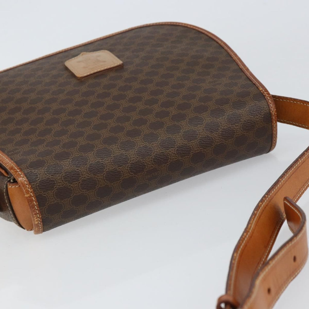 Celine Macadam Shoulder Bag Pvc Leather Brown Canvas Shoulder Bag Bag