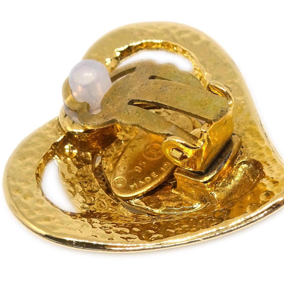 Chanel Cc Heart Pendant Metal Gold Gold_Plated Earrings Jewelry
