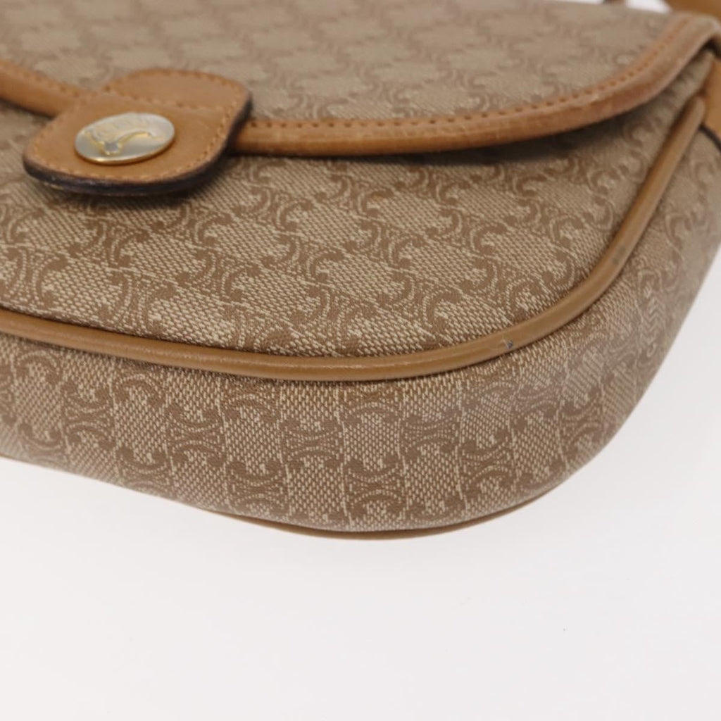 Celine Vintage Macadam Shoulder Bag Canvas And Leather Beige Canvas Shoulder Bag Bag