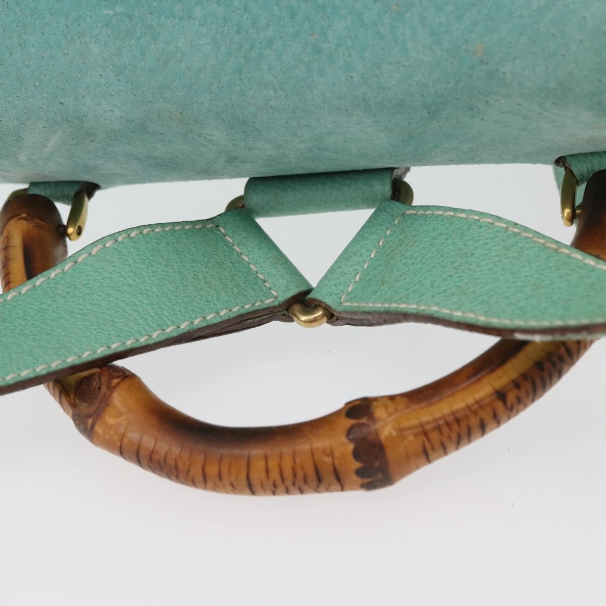 Gucci Vintage Bamboo Backpack Suede Green Suede Backpack Bag (Pre-Owned)