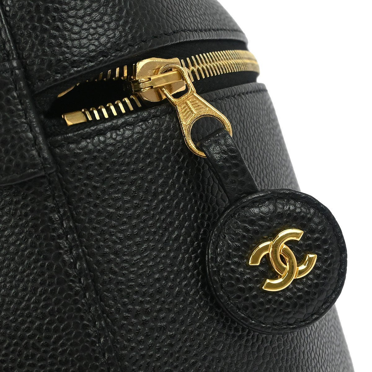 Chanel Vintage Timeless Cosmetic Case Caviar Black Leather Handbag