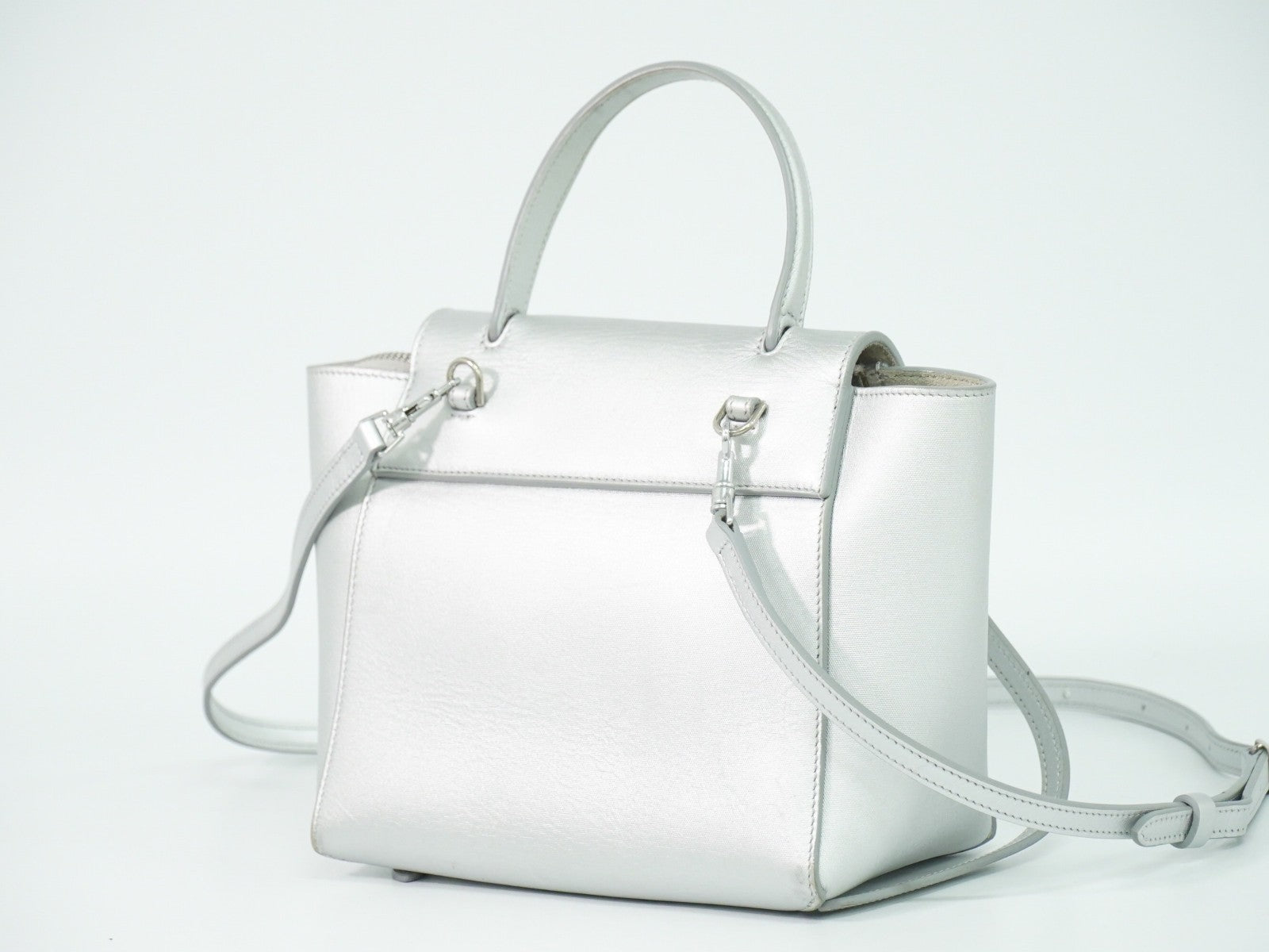 Celine Belt Bag Textured Leather Silver Leather Handbag