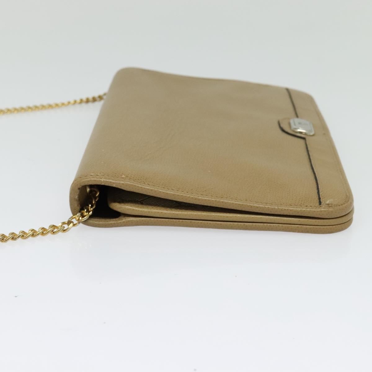 Christian Dior Vintage Chain Flap Shoulder Bag Leather Beige Leather Shoulder Bag Bag (Pre-Owned)