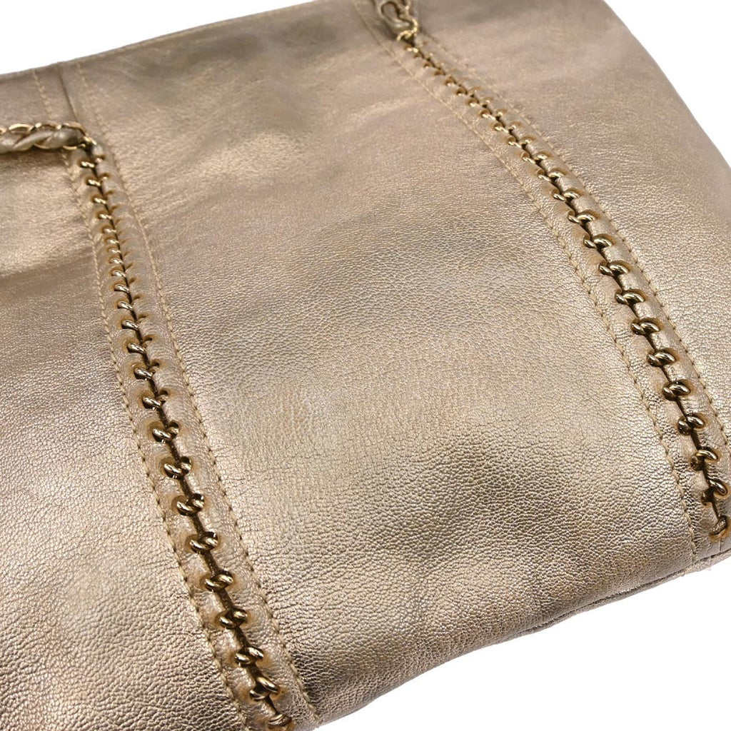 Chanel Luxe Ligne Zipped Tote Leather Gold Leather Tote Bag Bag