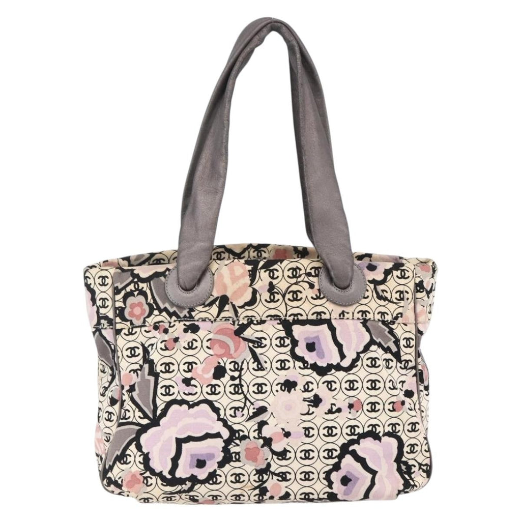 Chanel Vintage Floral Tote Canvas Beige Canvas Tote Bag Bag