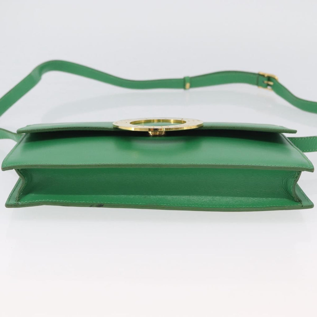 Celine Circle Logo Shoulder Bag Leather Green Leather Shoulder Bag Bag
