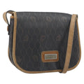 Christian Dior Vintage Honeycomb Flap Crossbody Bag Canvas And Leather Black Canvas Shoulder Bag Bag (Pre-Owned)