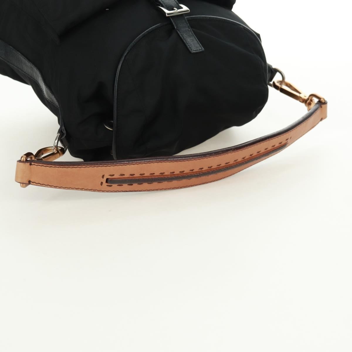 Prada Double Pocket Drawstring Shoulder Bag Tessuto Black Nylon Shoulder Bag Bag