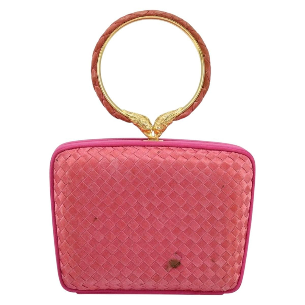 Bottega Veneta Intrecciato Clutch Bag Satin Pink Satin Clutche & Pouche Bag