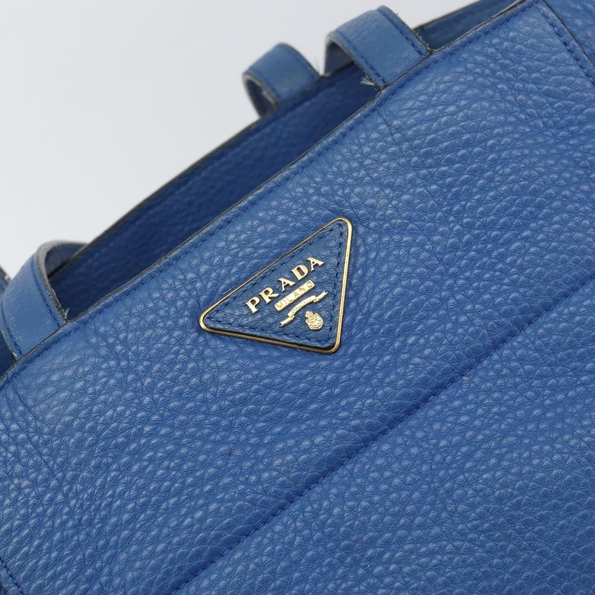 Prada Tote Vitello Daino Vitello Daino Blue Leather Tote Bag Bag