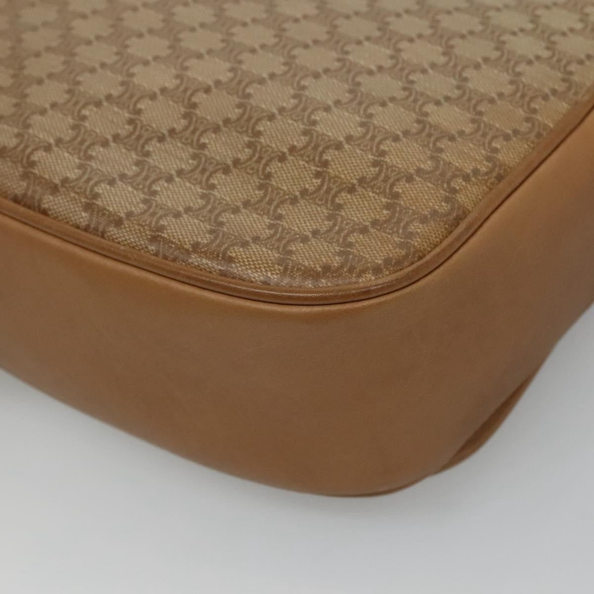 Celine Vintage Macadam Shoulder Bag Canvas And Leather Beige Canvas Shoulder Bag Bag