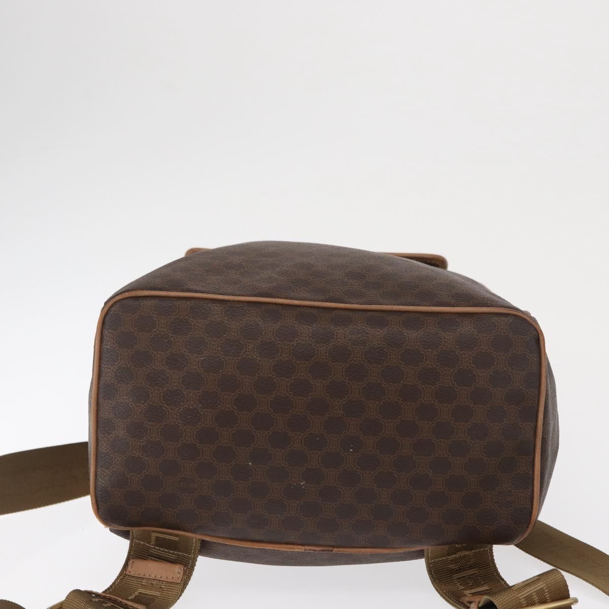 Celine Vintage Macadam Backpack Canvas And Leather Brown Canvas Backpack Bag