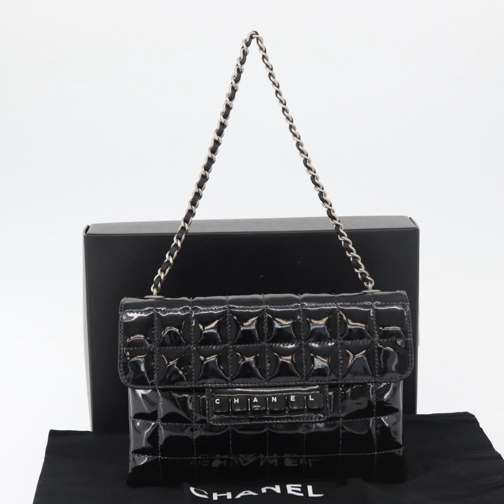 Chanel Keyboard Flap Bag Quilted Patent Black Patent_Leather Shoulder Bag Bag