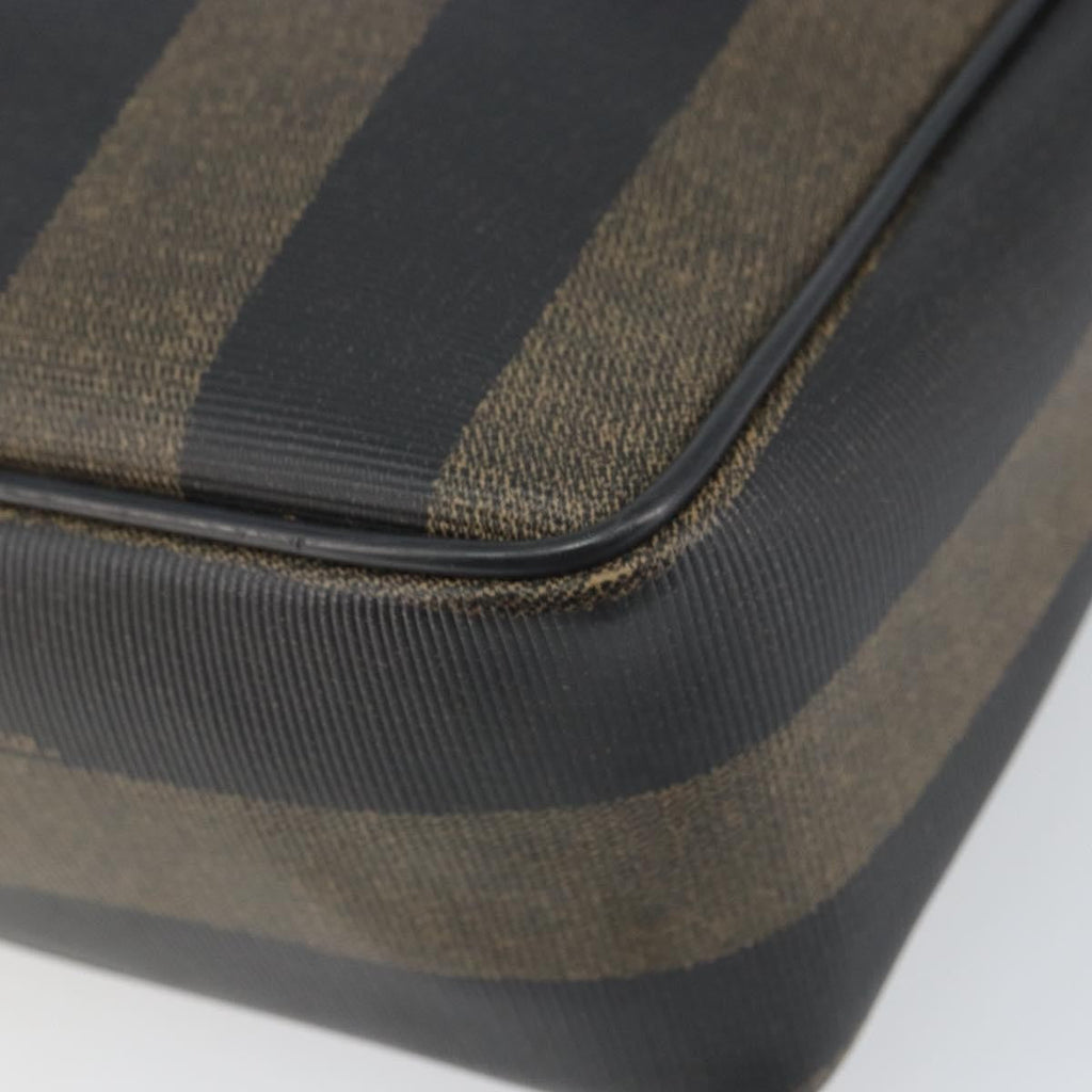 Fendi Vintage Pequin Shoulder Bag Pequin Brown Canvas Shoulder Bag Bag