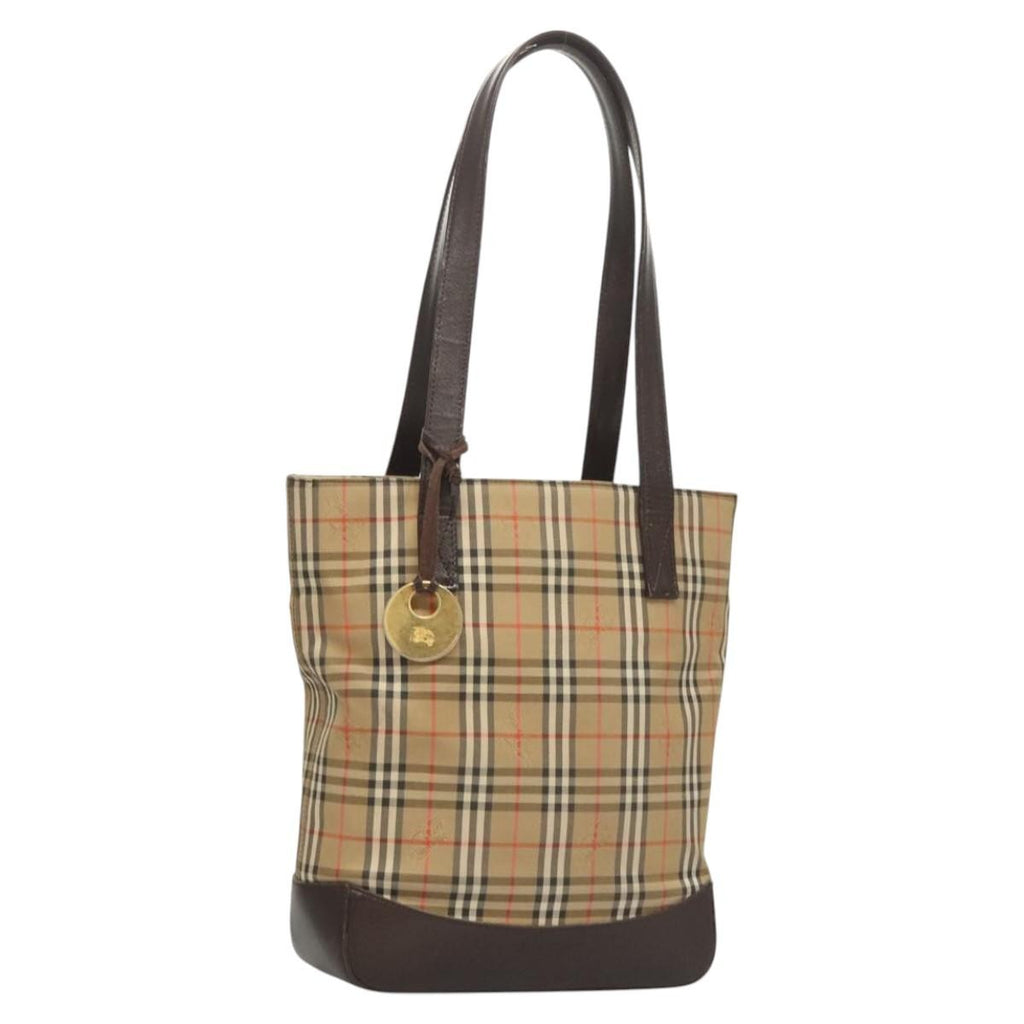 Burberry Nova Check Tote Canvas And Leather Beige Canvas Tote Bag