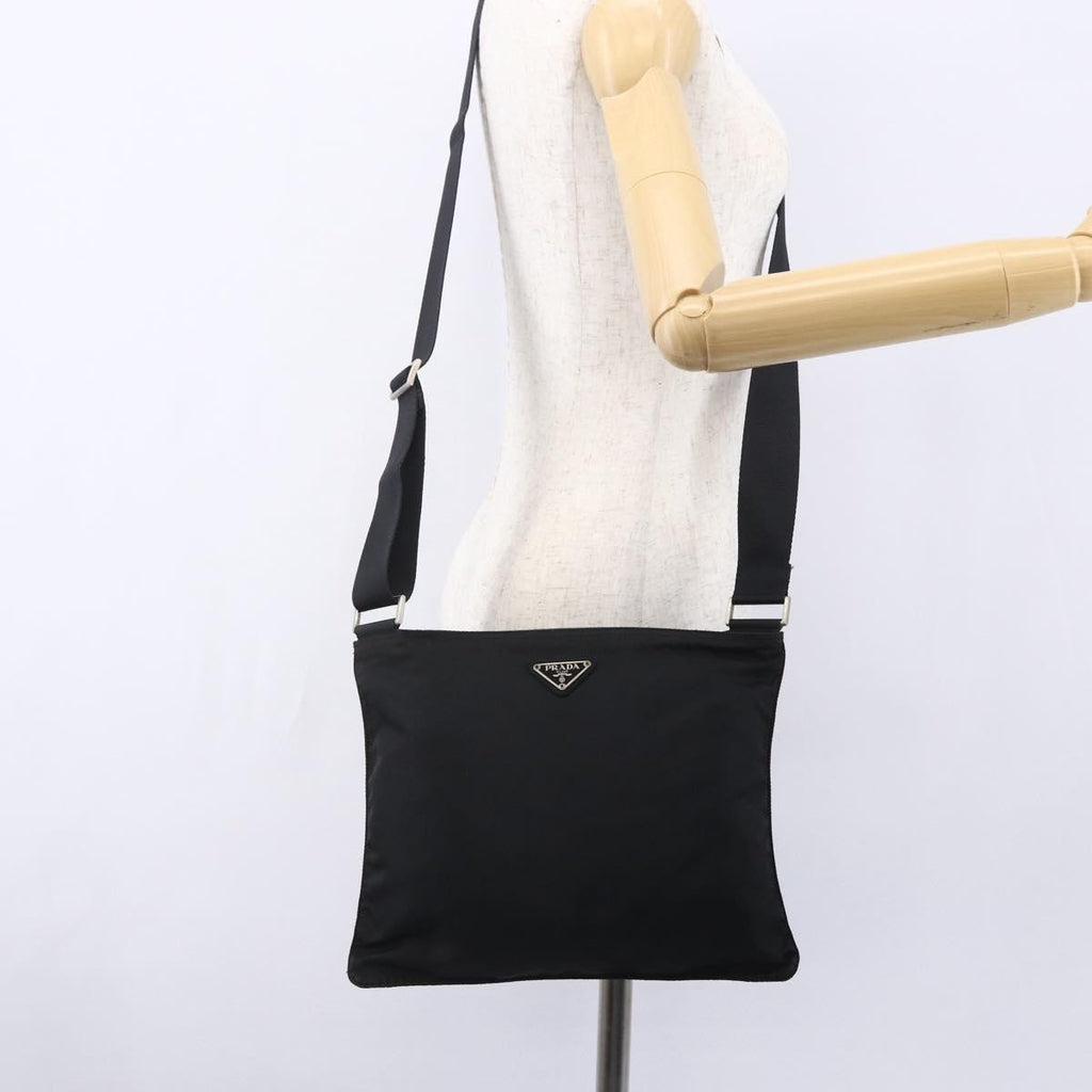 Prada Flat Messenger Bag Tessuto Black Nylon Shoulder Bag Bag