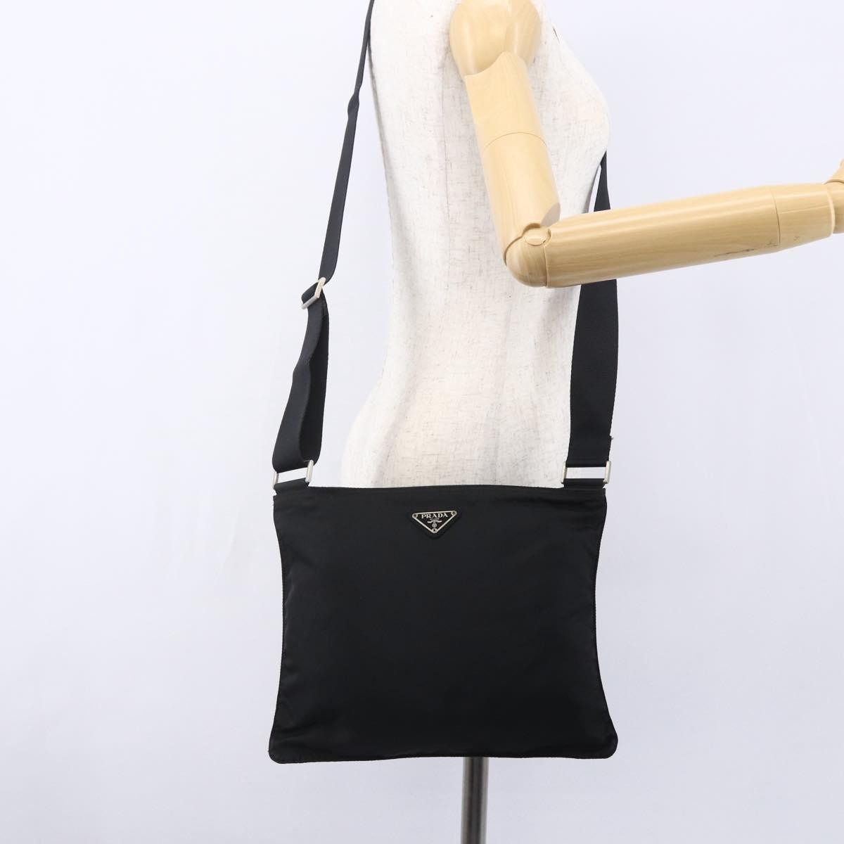 Prada Flat Messenger Bag Tessuto Black Nylon Shoulder Bag Bag