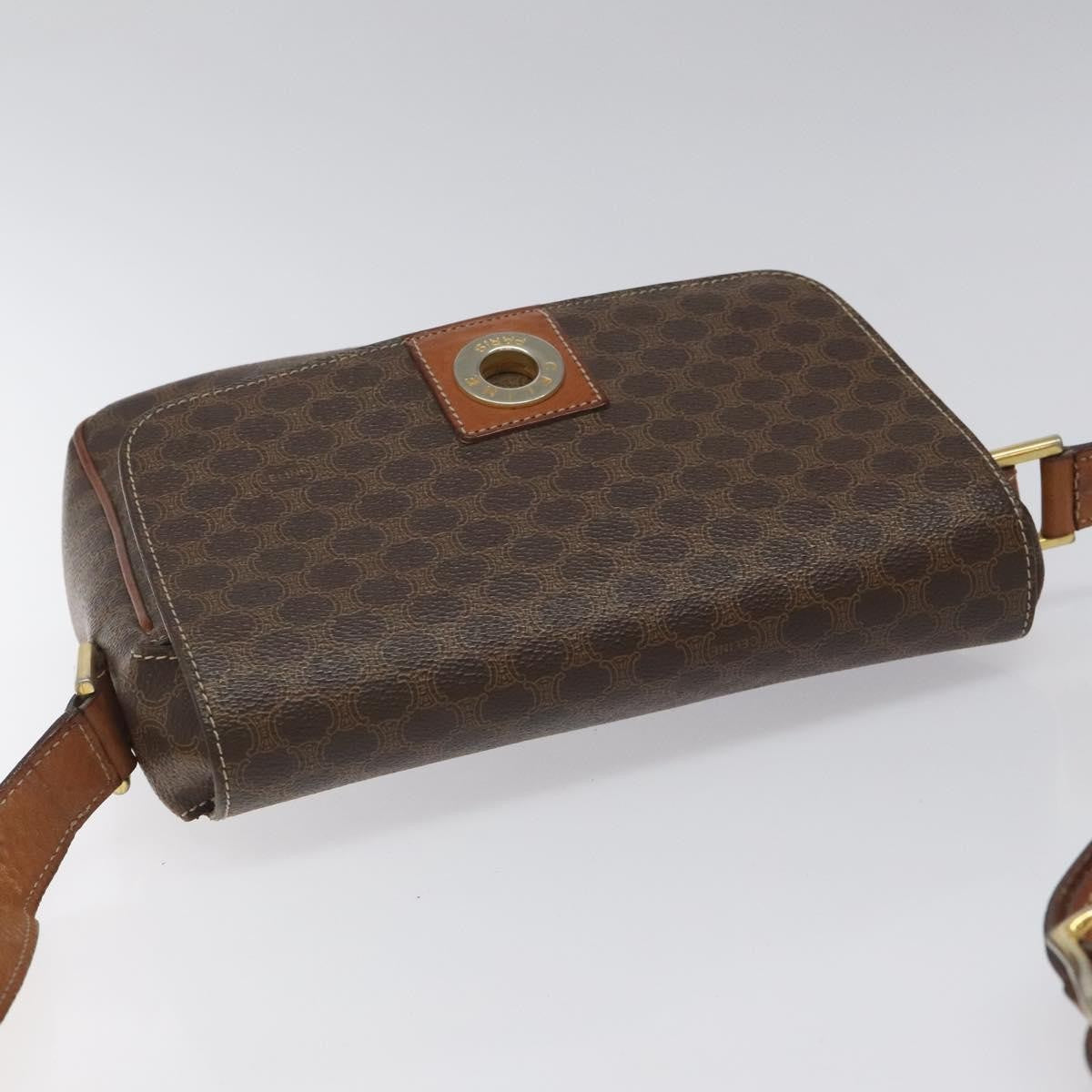 Celine Macadam Shoulder Bag Canvas Brown Canvas Shoulder Bag Bag