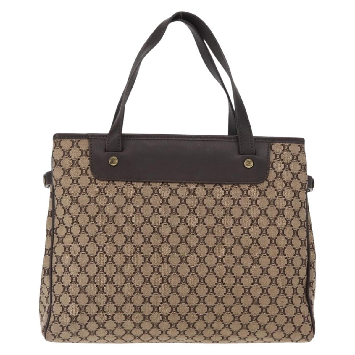 Celine Vintage Macadam Handbag Canvas Beige Canvas Handbag