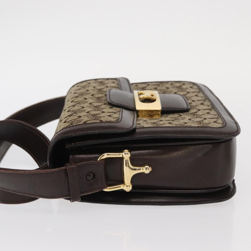 Celine Vintage Horse Carriage C Macadam Shoulder Bag Canvas And Leather Beige Canvas Shoulder Bag Bag