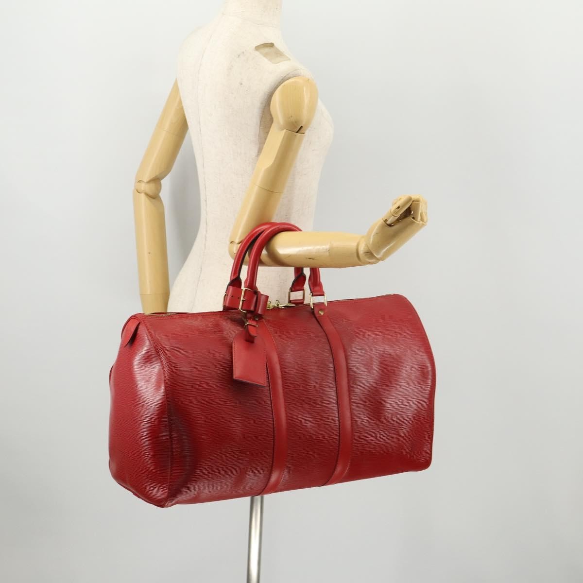 Louis Vuitton Keepall Bag Epi Leather Red Leather Travel Bag