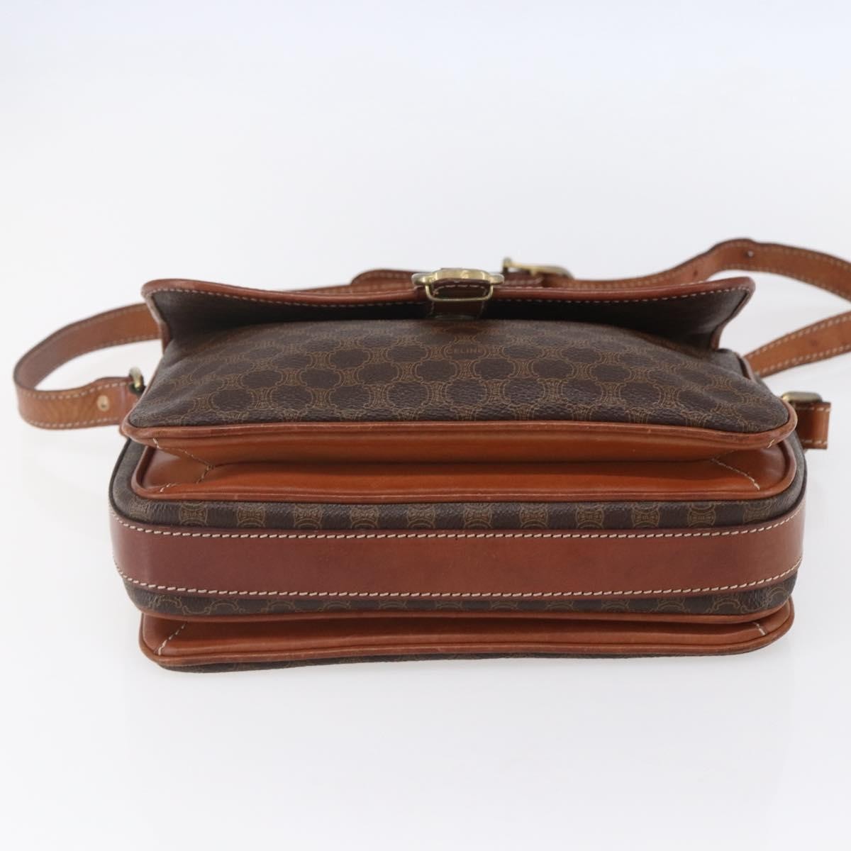 Celine Vintage Macadam Shoulder Bag Canvas And Leather Brown Canvas Shoulder Bag Bag
