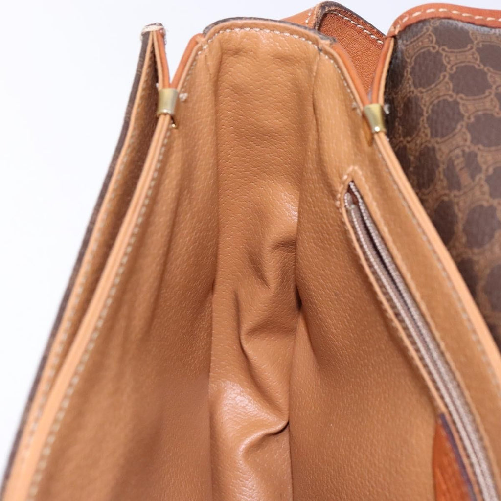 Celine Macadam Shoulder Bag Pvc Leather Brown Canvas Bag