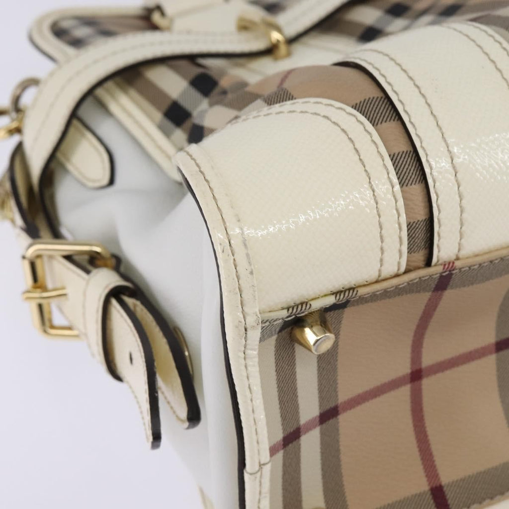 Burberry Minford Satchel Haymarket Coated Canvas Beige Canvas Tote Bag