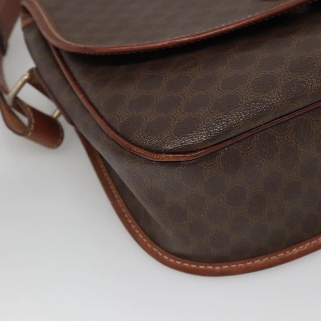 Celine Vintage Macadam Shoulder Bag Canvas And Leather Brown Canvas Shoulder Bag Bag