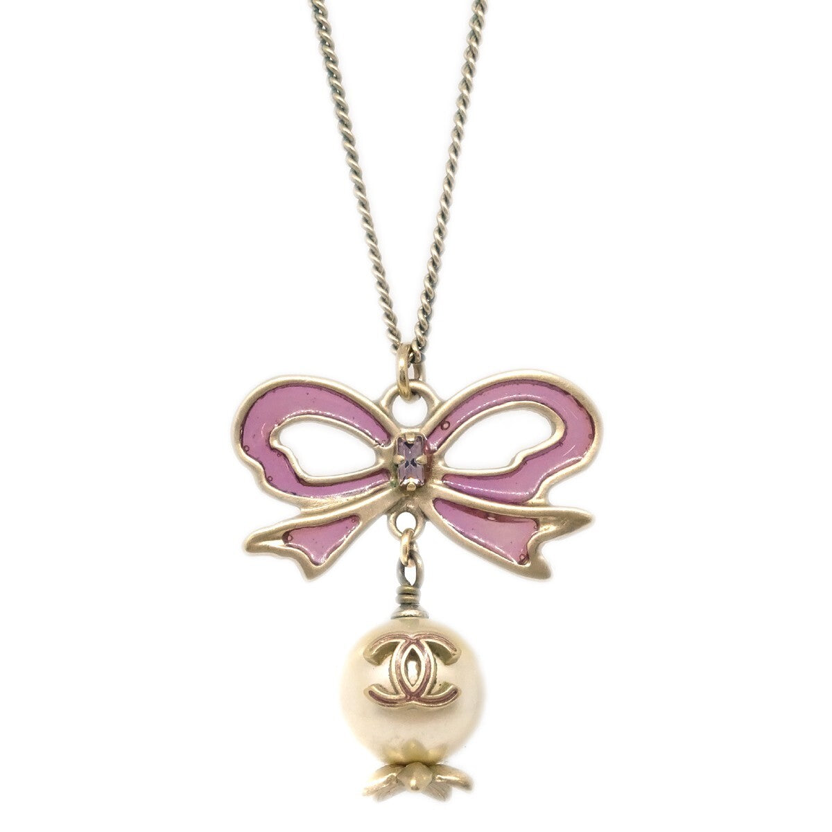 Chanel Cc Bow Necklace Gold-Plated With Artificial Pearl Gold Gold_Plated Necklace Jewelry