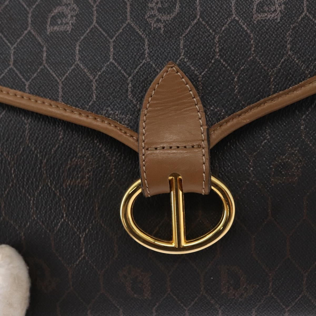 Christian Dior Vintage Honeycomb Flap Crossbody Bag Canvas And Leather Black Canvas Shoulder Bag Bag (Pre-Owned)
