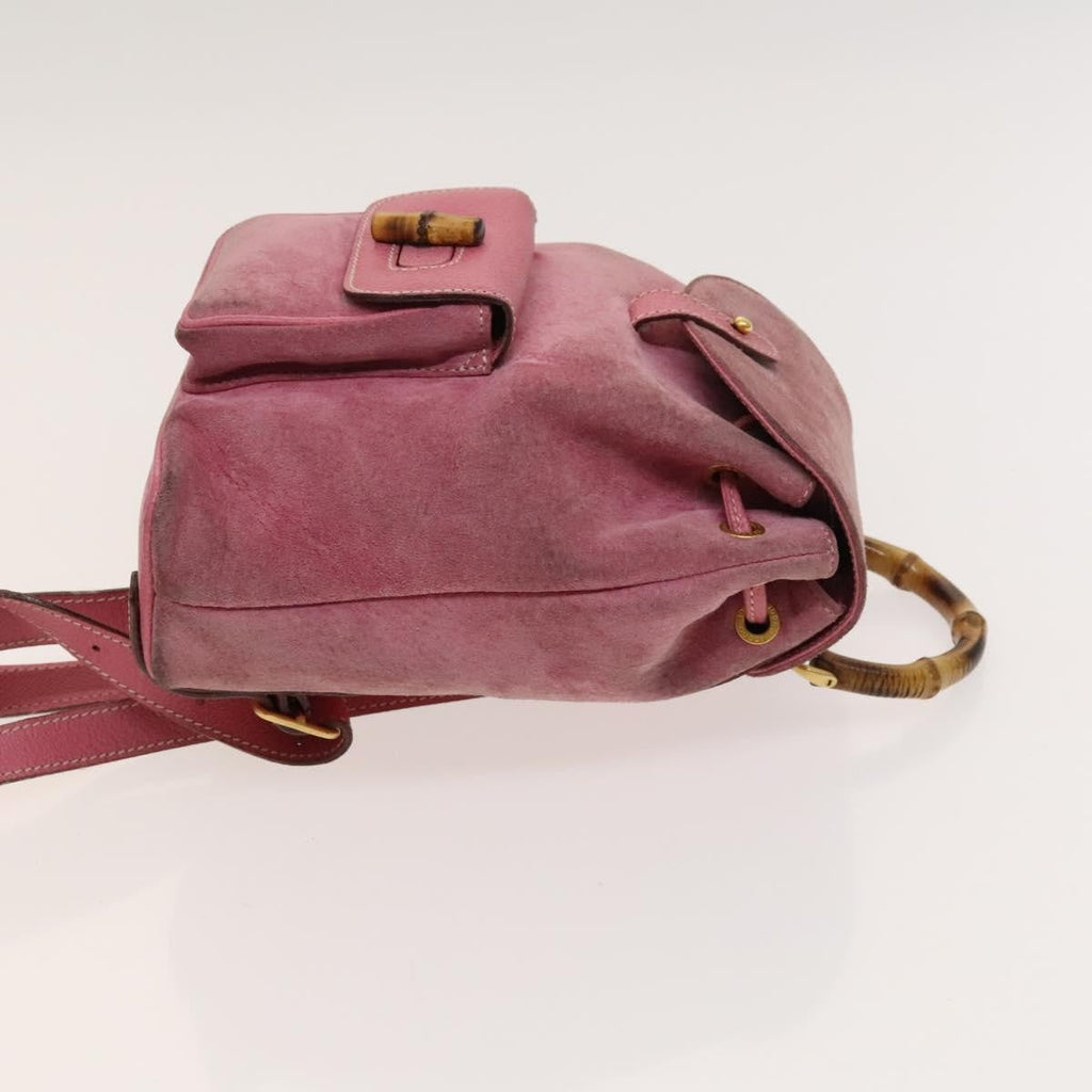 Gucci Gucci Bamboo Backpack Daim Pink Suede Backpack Bag (Pre-Owned)